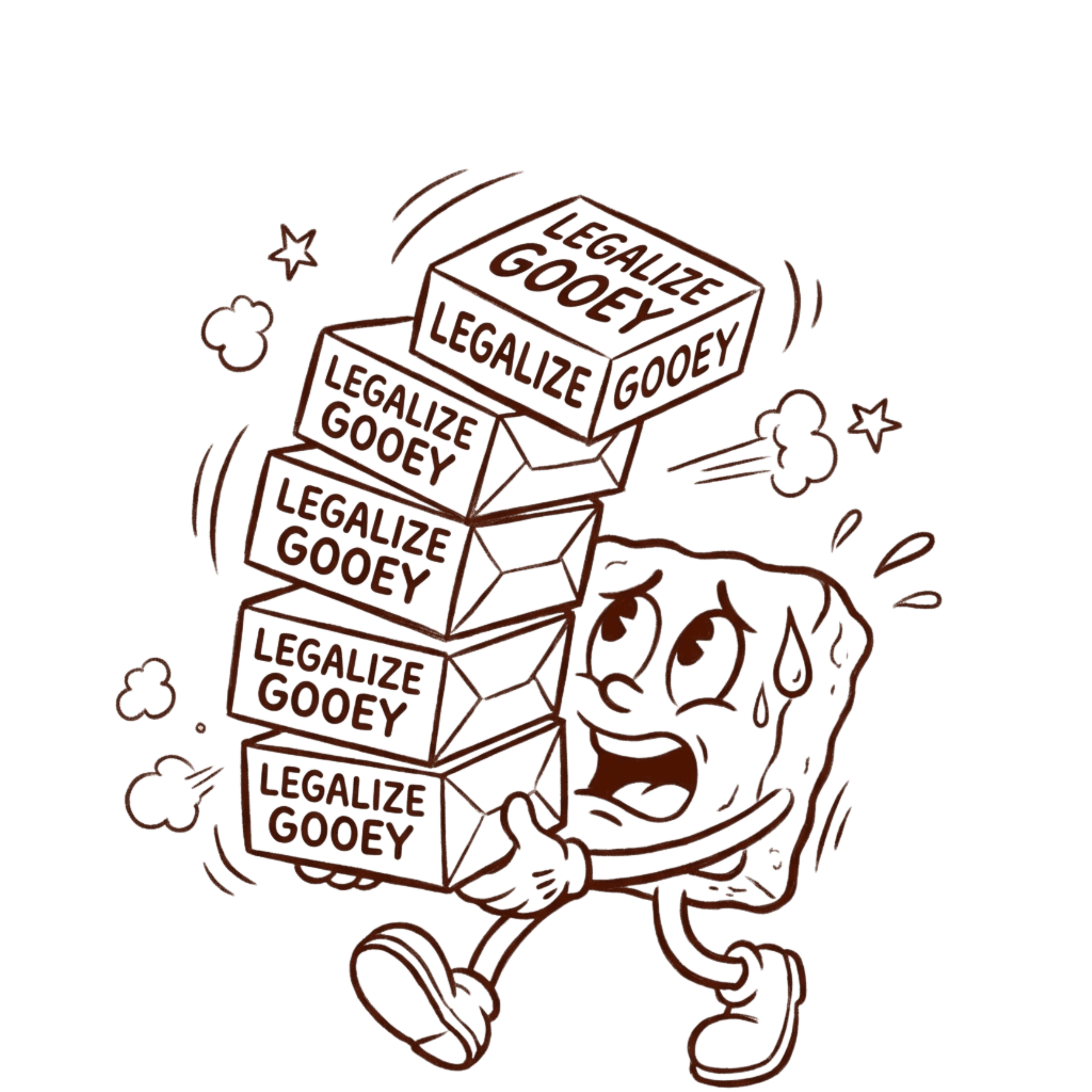 Brownie character carrying boxes