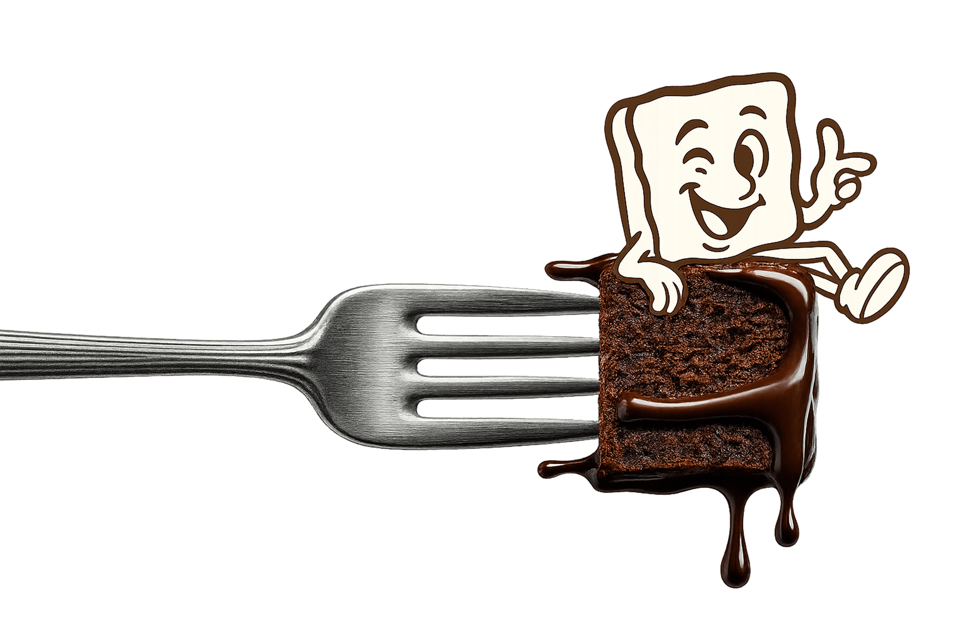Brownie character with a fork