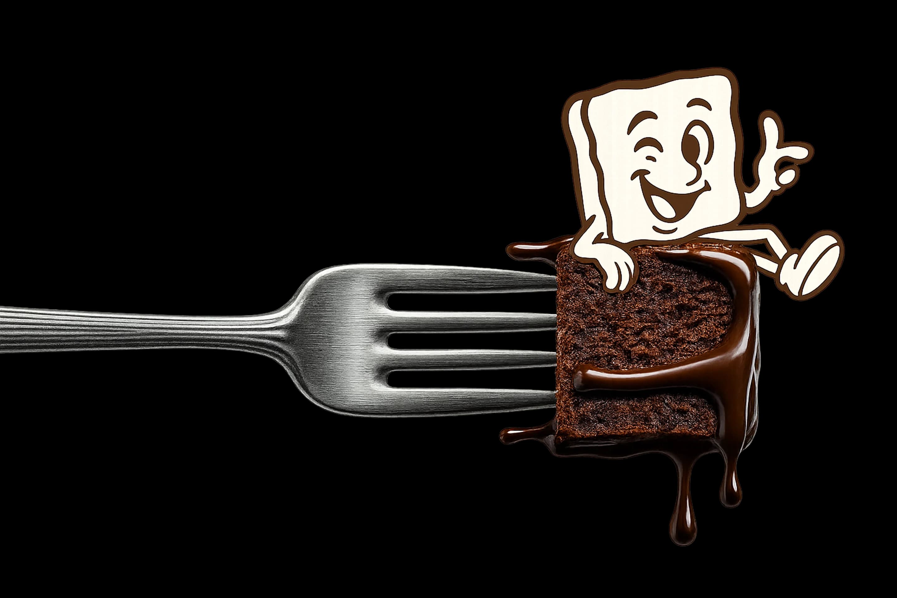 Brownie character with a fork
